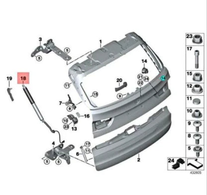 NEW BMW X5 F15 F85 M REAR RIGHT TAILGATE GAS PRESSURED SHOCK 51247294470