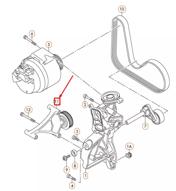 NEW AUDI A3 8P ACCESSORY BELT IDLER PULLEY HOLDER 06J145172 ORIGINAL