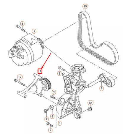 NEW AUDI A3 8P ACCESSORY BELT IDLER PULLEY HOLDER 06J145172 ORIGINAL