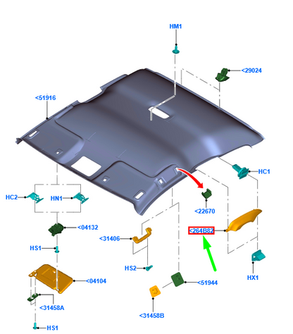 new ford ranger t6 mk1 headliner left cover 1750809 ab39-21519c39-bb3an6