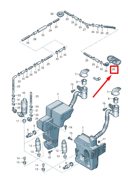 NEW VW CADDY IV MK4 FRONT RIGHT WINDSCREEN WASHER NOZZLE 2K5955988 ORIGINAL