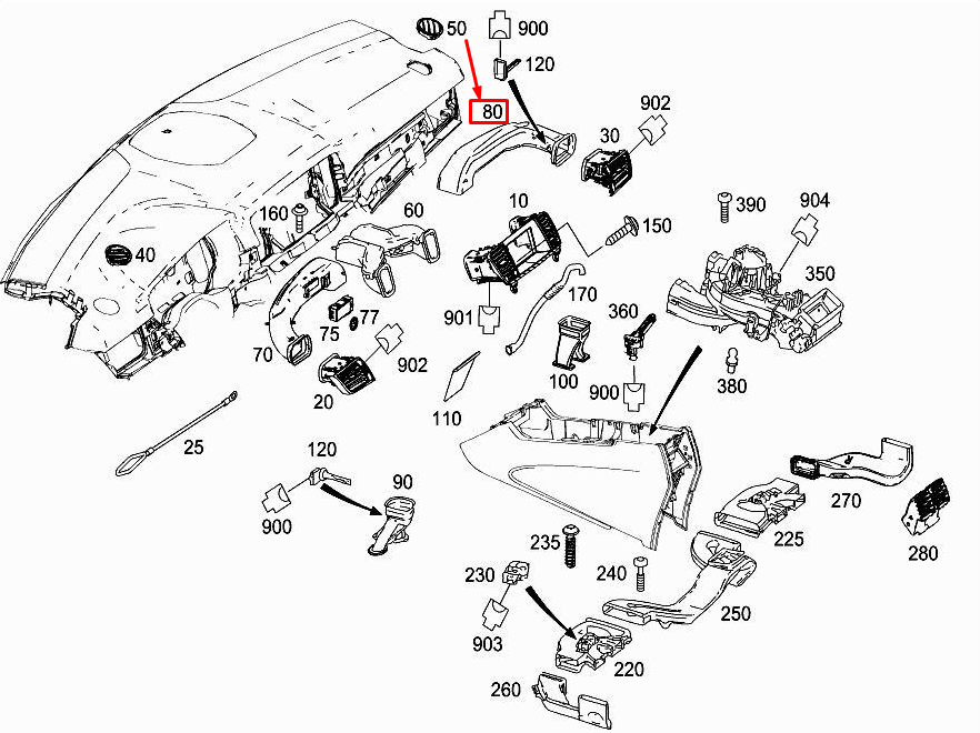 new mercedes-benz gle w166 	top right air duct a1668313400 original