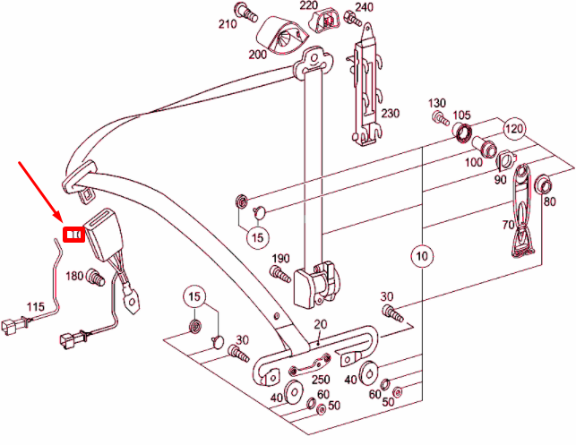 NEW MERCEDES-BENZ C COUPE C204 FRONT SEAT BELT BUCKLE A2038602669 ORIGINAL
