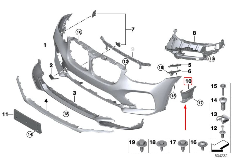 NEW BMW X4 G02 FRONT M BUMPER LEFT AIR CURTAIN 51118081203 8081203 ORIGINAL