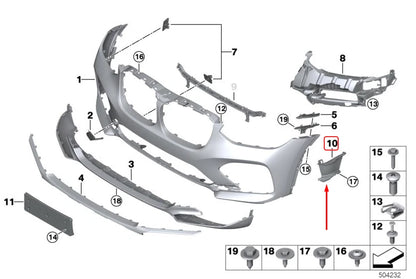 NEW BMW X4 G02 FRONT M BUMPER LEFT AIR CURTAIN 51118081203 8081203 ORIGINAL
