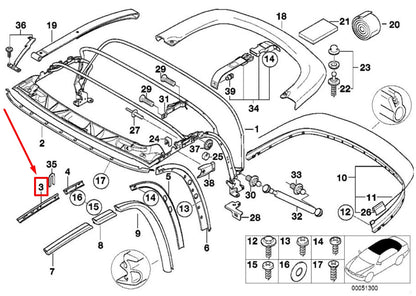 NEW BMW Z3 COUPE E36 FRONT LEFT TOP RAIL 54318397651 8397651 ORIGINAL