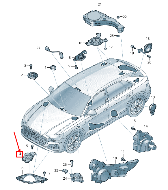 NEW AUDI Q8 4MN INSTRUMENTAL PANEL TREBLE SPEAKER 4M8035399 ORIGINAL