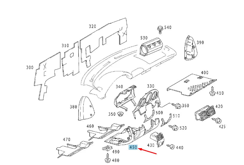NEW MB SLK R170 BELOW RIGHT INSTRUMENT PANEL RHD A17068008873475 ORIGINAL