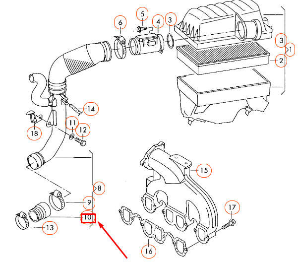 NEW VW SHARAN 7M TURBO INLET HOSE ADAPTER 1J0129627D ORIGINAL