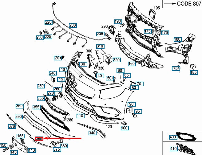 NEW MB S C217 AMG FRONT BUMPER RIGHT ORNAMENTAL TRIM A21788507009040 ORIGINAL