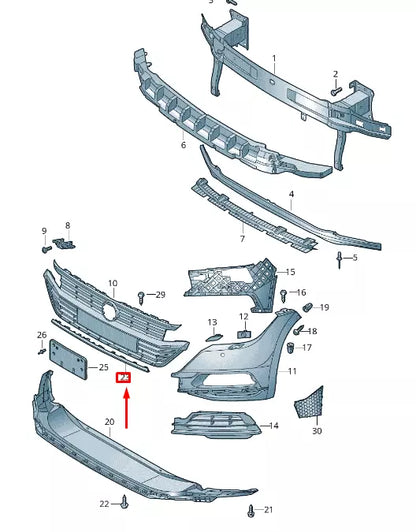 NEW VW ARTEON 3H7 FRONT RADIATOR GRILLE CENTER LOWER TRIM 3G8807719BGRU