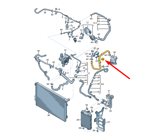 NEW VOLKSWAGEN ARTEON 3H7 COOLANT HOSE 3Q0121058B ORIGINAL