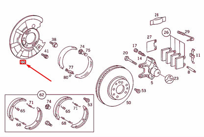 NEW MB S W140 REAR LEFT WHEEL BRAKE PROTECTIVE PLATE A1404201244 ORIGINAL