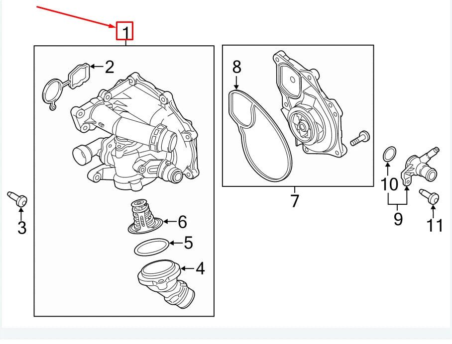 NEW VW BEETLE 5C THERMOSTAT HOUSING 06K121111P ORIGINAL