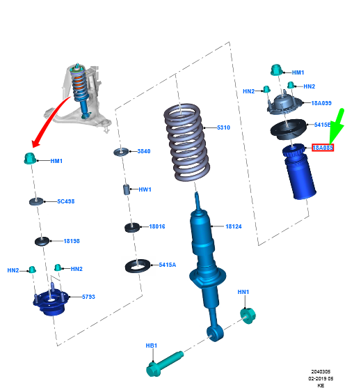 new ford ranger t6 front shock absorber bumper 2214119 original