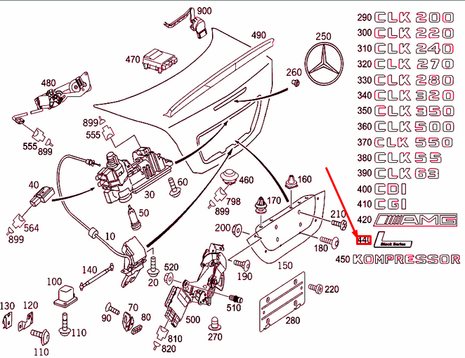 NEW MERCEDES-BENZ CLK C209 REAR LID MODEL PLATE EMBLEM A1718170715 ORIGINAL
