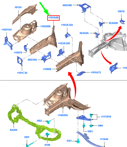new ford grand c-max mk2 front right side panel filler 2218616 original