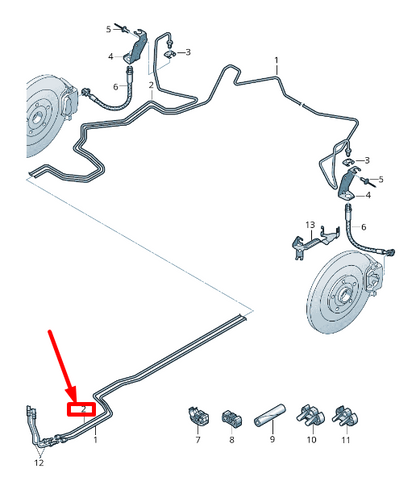 new audi a8 4n rear right brake pipe lhd 4n4614742t original