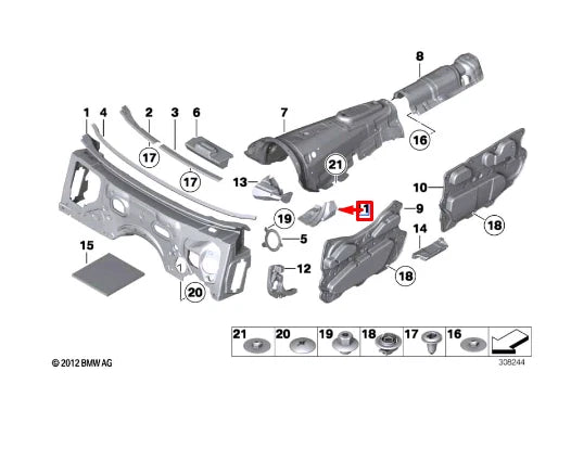 NEW BMW 7 F01 FRONT RIGHT A-PILLAR SOUND INSULATION 51489131196 ORIGINAL