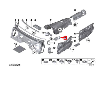NEW BMW 7 F01 FRONT RIGHT A-PILLAR SOUND INSULATION 51489131196 ORIGINAL