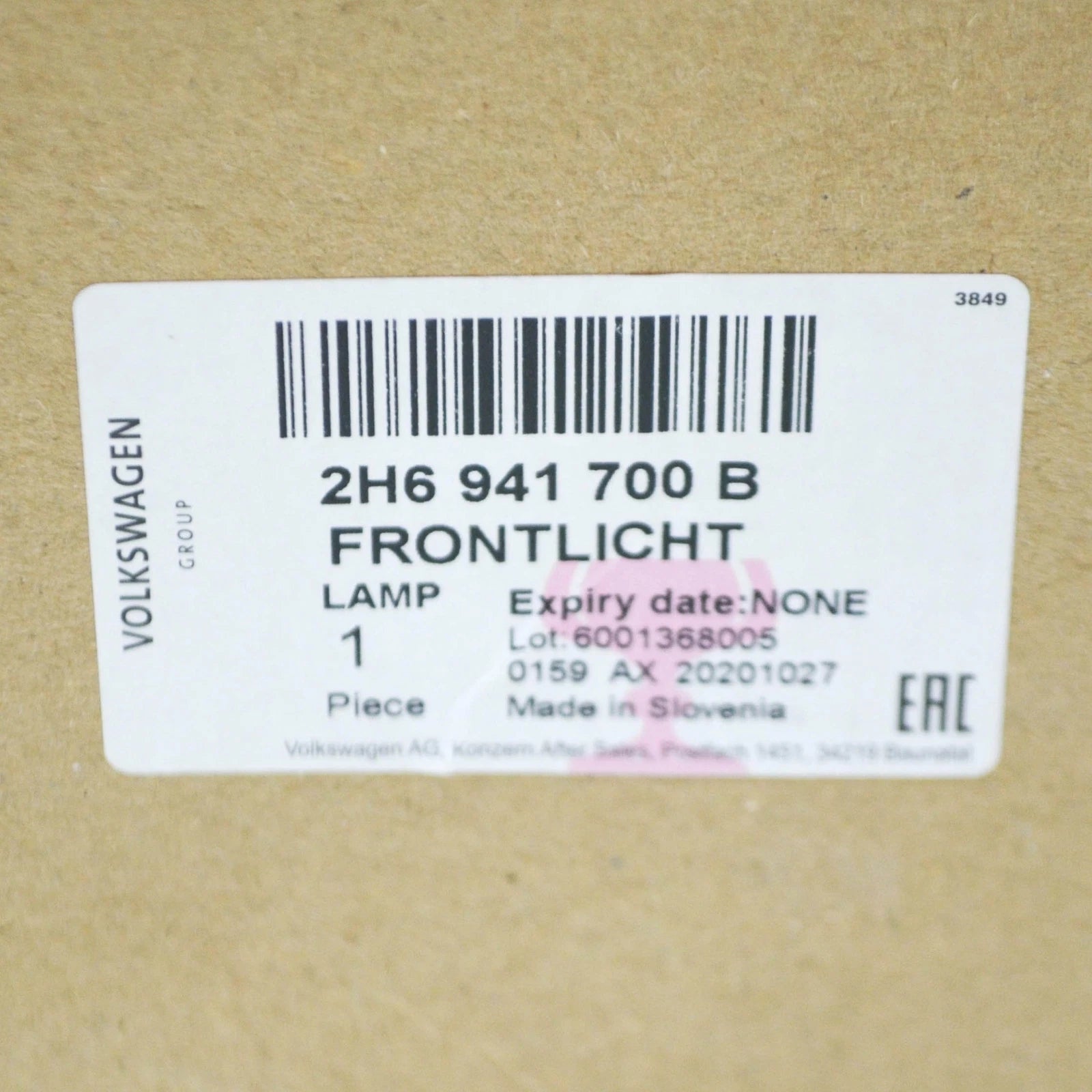NEW VOLKSWAGEN AMAROK FRONT RIGHT HALOGEN FOG LIGHT LAMP 2H6941700B 2017