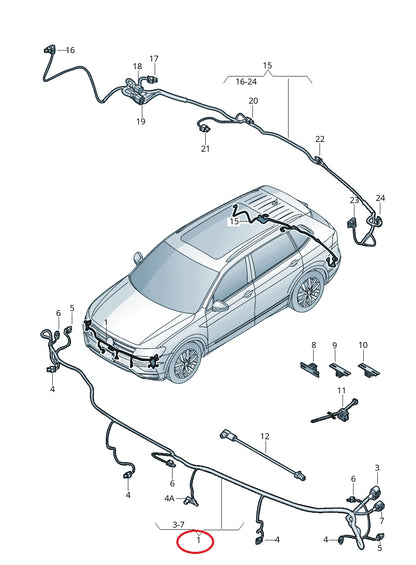 NEW VW TIGUAN AD MK2 ALLSPACE FRONT BUMPER WIRING SET 5NN971095E