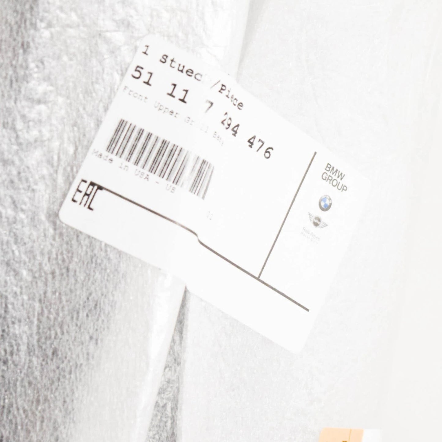 NEW BMW X5 F15 FRONT BUMPER UPPER CENTER GRILLE 51117294476 7294476 2015