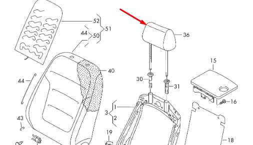 new volkswagen sharan 7n1 7n2 front left headrest 7n0881903ghyb original