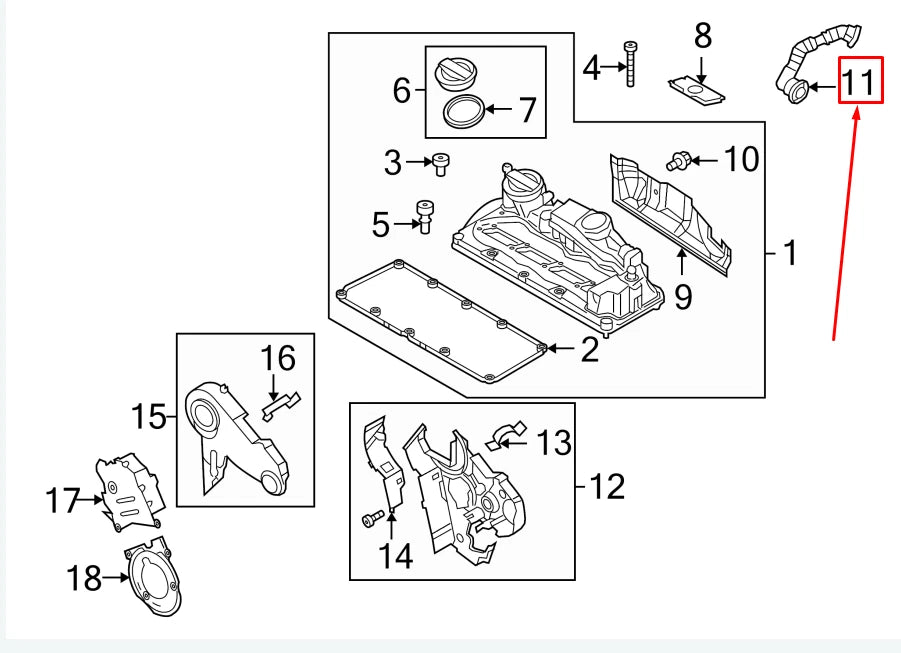 NEW AUDI A3 SPORTBACK 8P VALVE COVER VENT TUBE 03L103493AL ORIGINAL