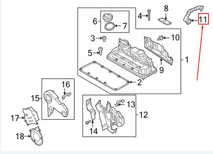 NEW AUDI A3 SPORTBACK 8P VALVE COVER VENT TUBE 03L103493AL ORIGINAL