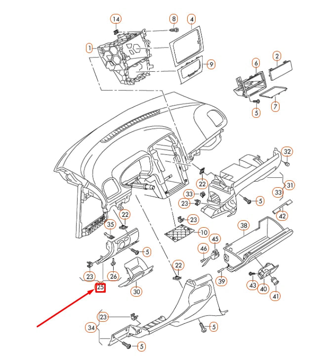 NEW VOLKSWAGEN GOLF MK6 INSTRUMENT PANEL LEFT COVER LHD 5K1858365C82V