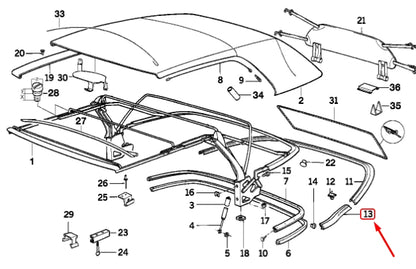 NEW BMW 3 E30 CONVERTIBLE FOLDING TOP LEFT MOLDING 51131932799 ORIGINAL