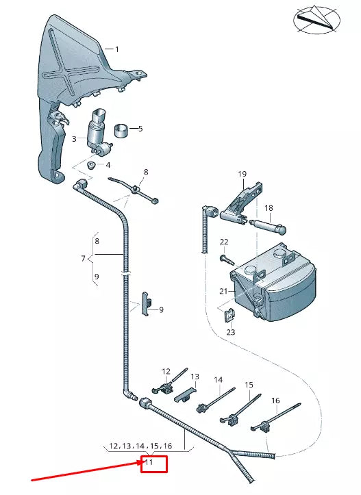 NEW AUDI A8 4N WASHER SYSTEM CORRUGATED PIPE 4N0955661B