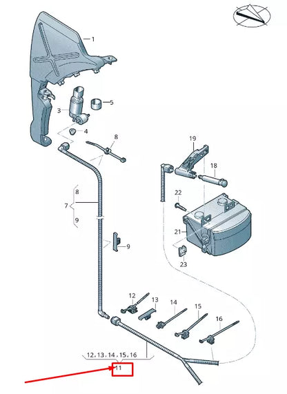 NEW AUDI A8 4N WASHER SYSTEM CORRUGATED PIPE 4N0955661B