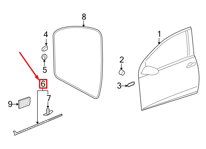 NEW VW GOLF VI 5K MK6 FRONT RIGHT DOOR SEAL RUBBER 5K4837652B ORIGINAL