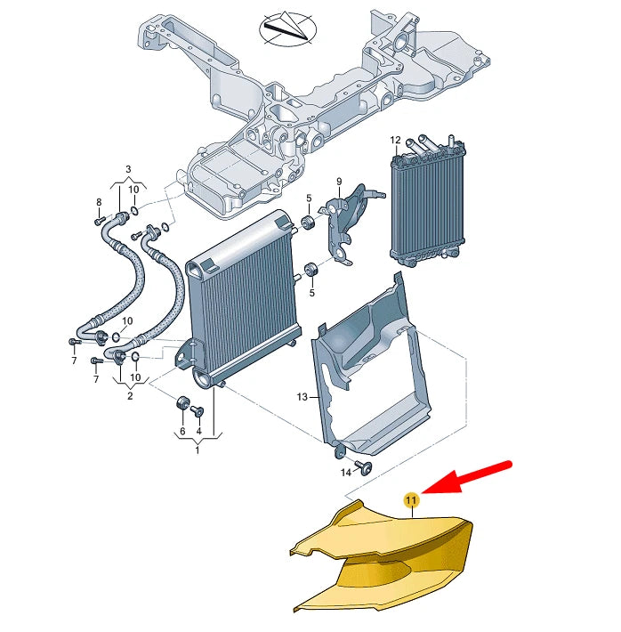 NEW AUDI A8 4H D4 OIL COOLER RIGHT AIR GUIDE 4H0117336C