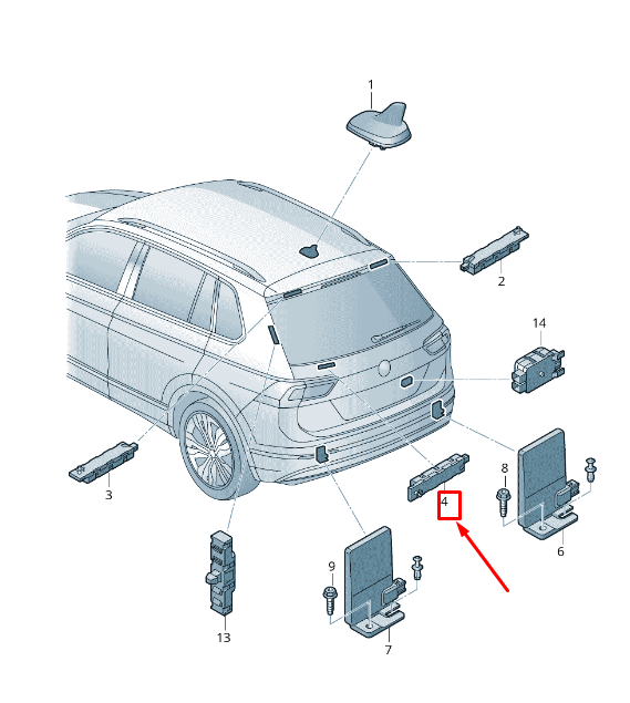 new vw tiguan ad lower antenna amplifier 5na035577k original