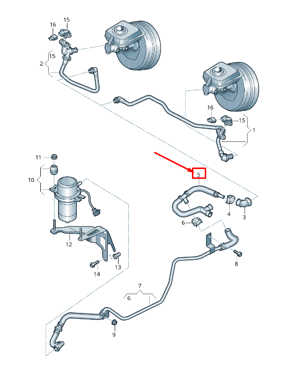 new audi a6 avant c7 brake servo vacuum pipe 4g0611931ag original