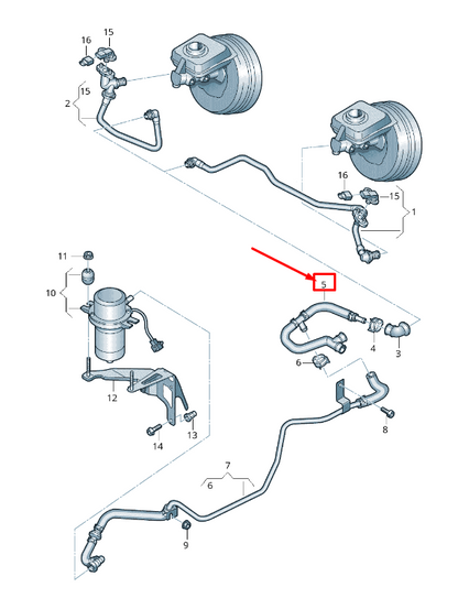 new audi a6 avant c7 brake servo vacuum pipe 4g0611931ag original