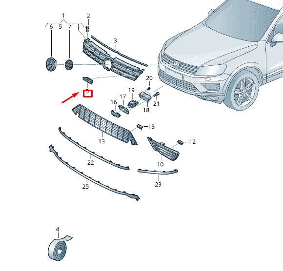 new vw touareg 7p mk2 radiator grille inscription 7p6853948fddg original