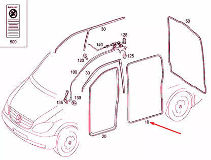 NEW MERCEDES-BENZ VITO W639 RIGHT SLIDING DOOR GASKET A6397330798 ORIGINAL