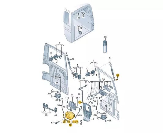 NEW VOLKSWAGEN TRANSPORTER T6 REAR DOOR LOCK CARRIER 7E0827425R ORIGINAL