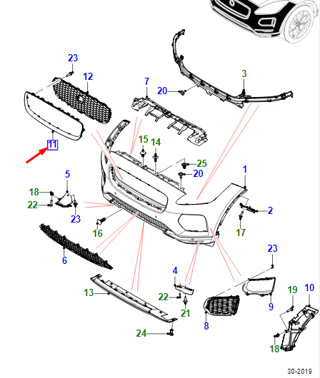 new jaguar e-pace x540 radiator grille surround j9c7252 original