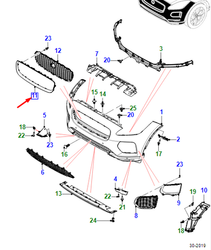 new jaguar e-pace x540 radiator grille surround j9c7252 original