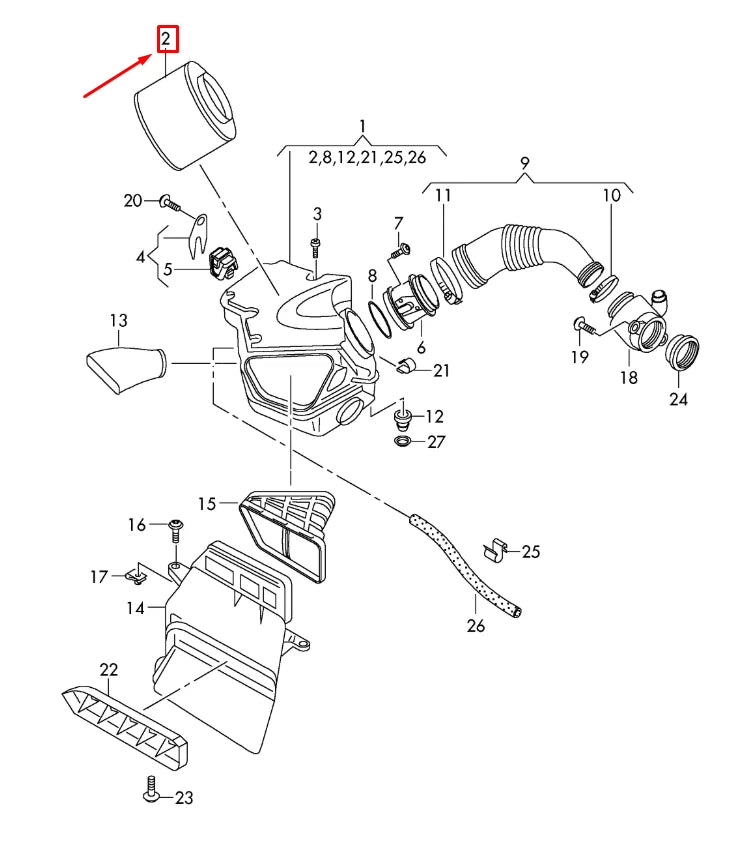 NEW AUDI Q5 8R AIR FILTER 8K0133843D ORIGINAL