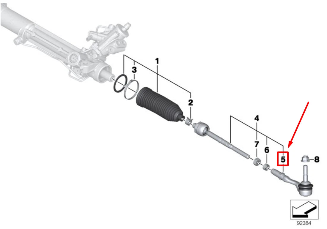 NEW BMW 5 E60 STEERING TIE ROD END 32216767860 6767860 ORIGINAL