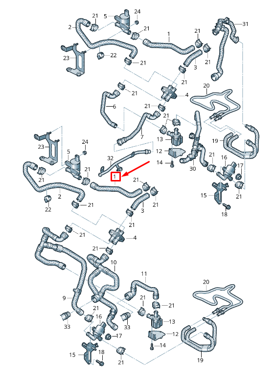 new audi q5 8r heater coolant hose rhd 8r2819374b original