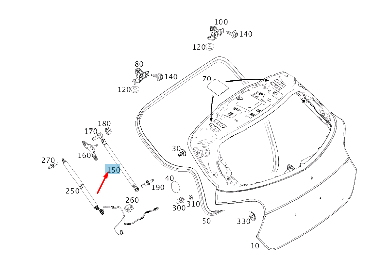 new mb gla x156 amg rear end door right pneumatic spring a1569800564 original