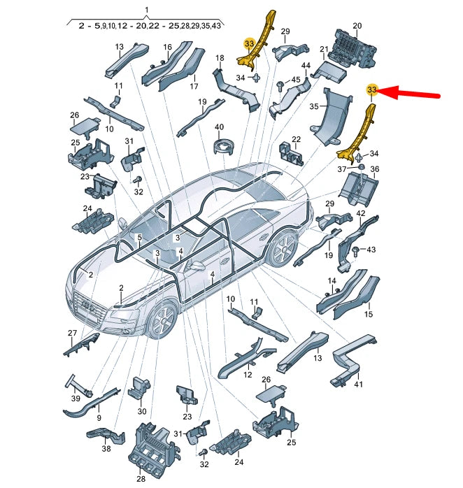 NEW AUDI A8 4H D4 REAR LEFT LID HINGE GUIDE PIECE 4H0971445K ORIGINAL