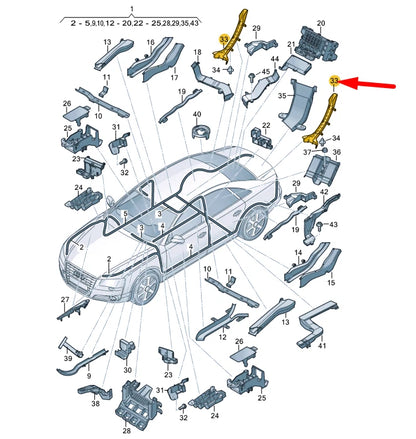 NEW AUDI A8 4H D4 REAR LEFT LID HINGE GUIDE PIECE 4H0971445K ORIGINAL